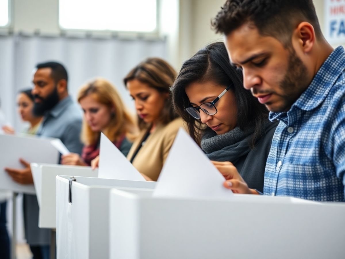 Votanti divers în secția de votare.
