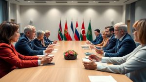 Politicieni discută la o masă rotundă modernă